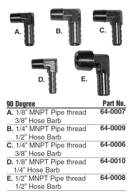 Hot Products Brass Elbow (90 Degrees) - 1/8" MNPT - 3/8" Barb